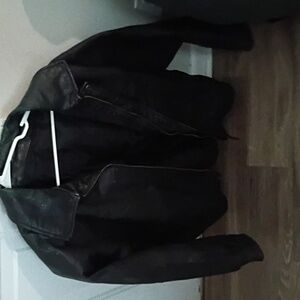 Vintage Black Leather Jacket Xl